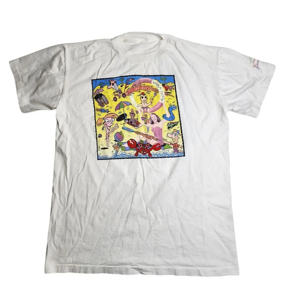Vintage 90s 7 Up Uncola Island Graphic Shirt Surf Single Stitch Size Large - Picture 1 of 6